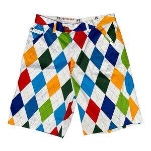 Royal & Awesome King Of Diamonds Men's Sz 30 Chino Flat Front Casual Golf Shorts